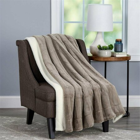 KD BUFE Faux Fur Jacquard Throw Blanket - 60 x 70 in. - Coffee KD3238077